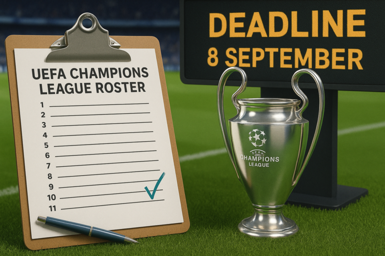UEFA Champions League roster rok — featured slika za članak "UEFA Champions League roster rok: ko je poslednji upao pred start ligaške faze"