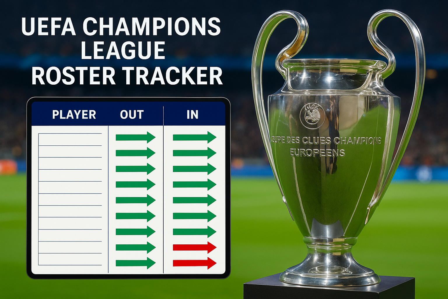 UEFA Champions League roster tracker — featured slika za članak "UEFA Champions League roster tracker: kako nova squad changes pravila menjaju sezonu 2026/27"